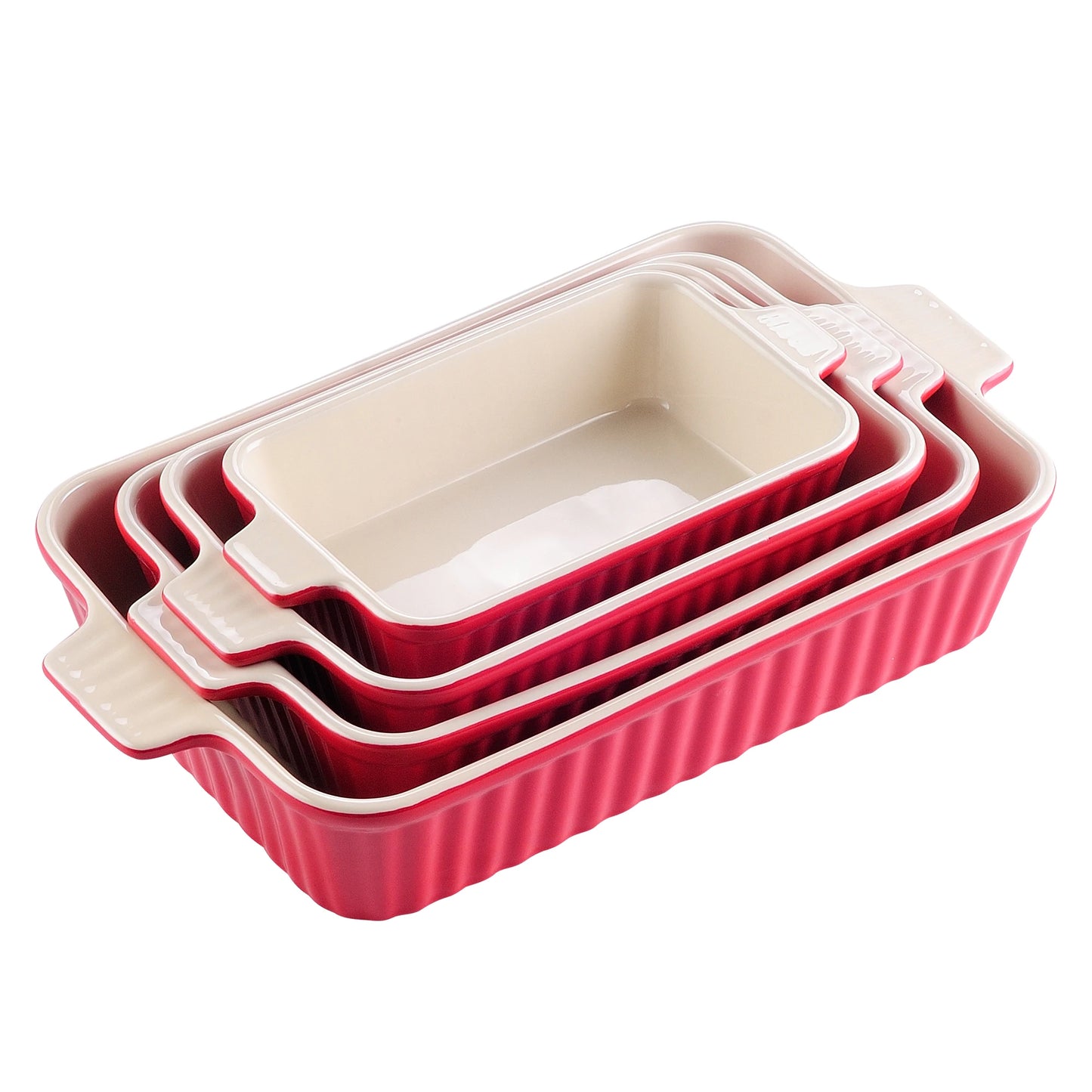 MALACASA 4 Piece Table Baking Dish Set With Ceramic Handles