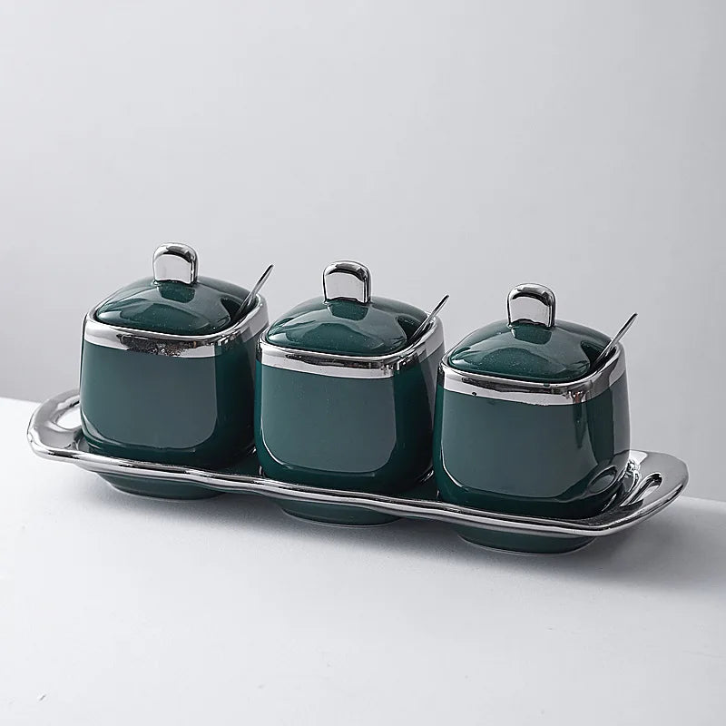 Lism Ceramic Seasoning Jar With Lid Salt Pepper Shaker Set