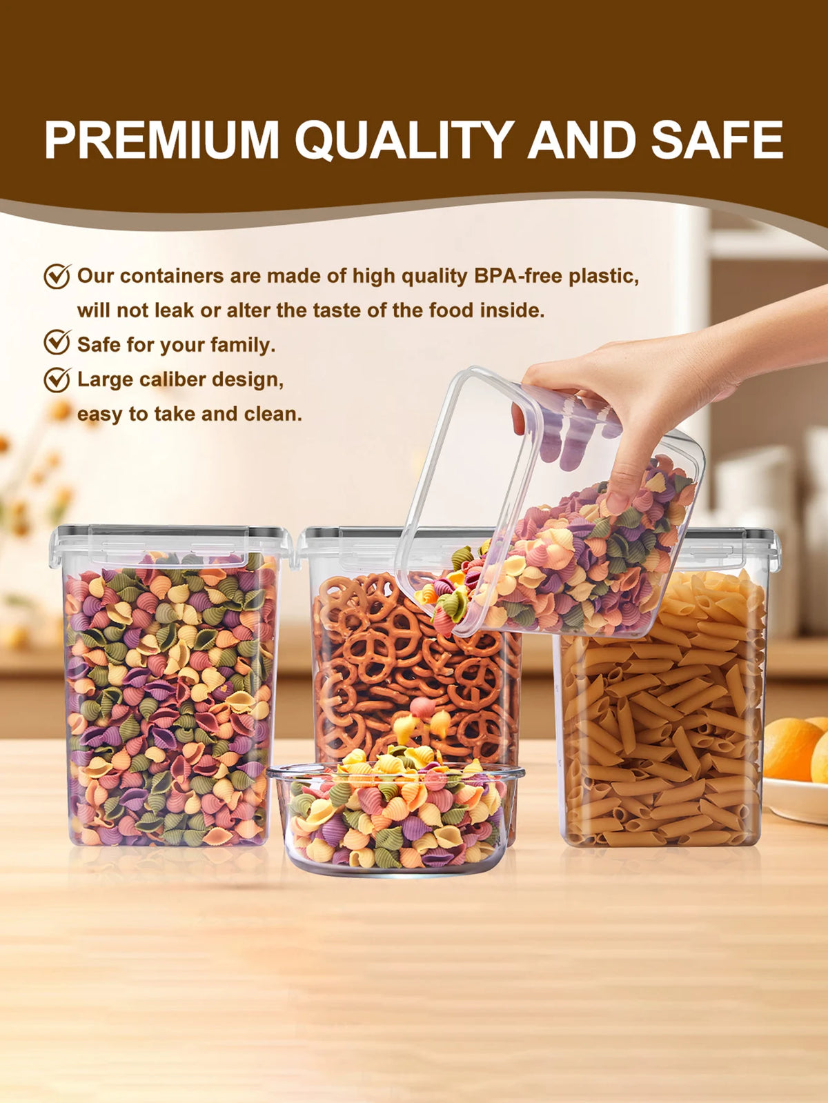 Sealed Food Storage Containers With Lids Set For Pantry Use