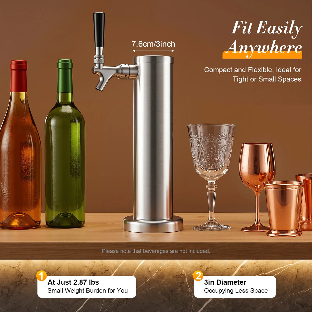 Stainless Steel Draft Beer Tower Set With Single Tap Faucet