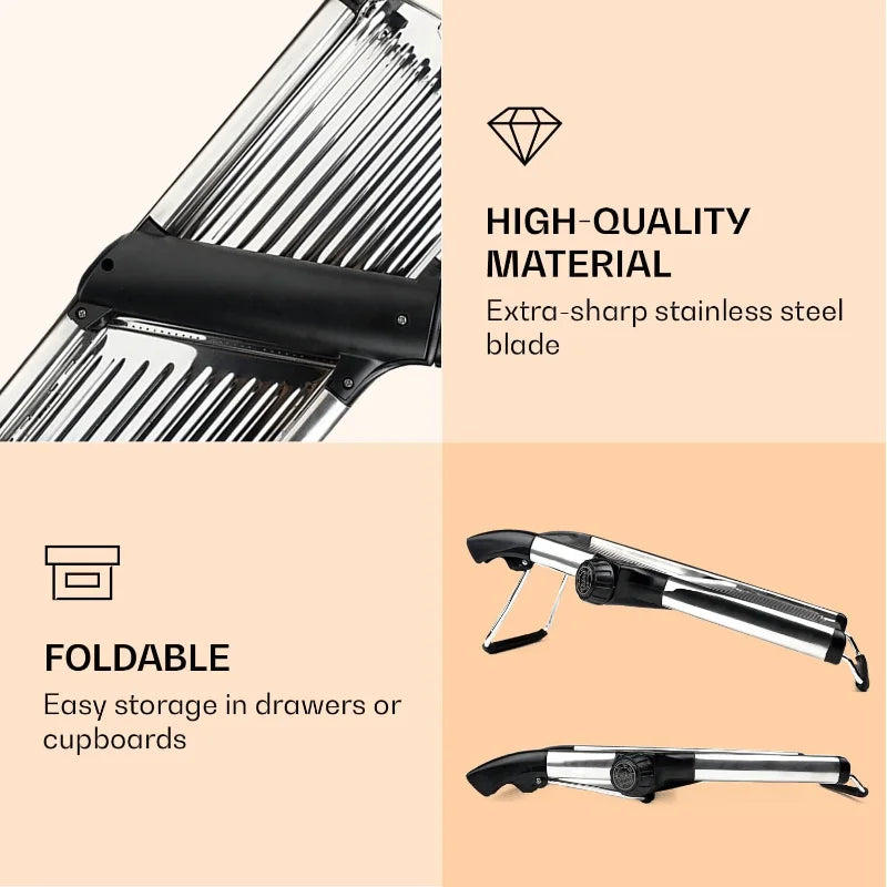Mandolin Slicer With Stainless Steel Blade And Protective Glove