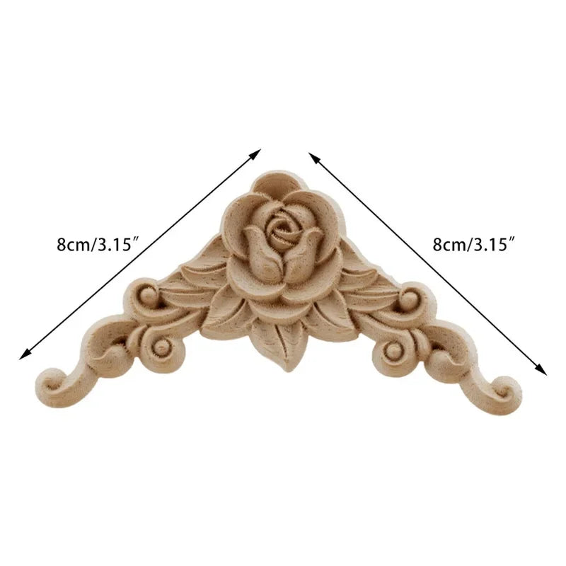 Natural Floral Wooden Carved Corner Appliques For Frames And Furniture