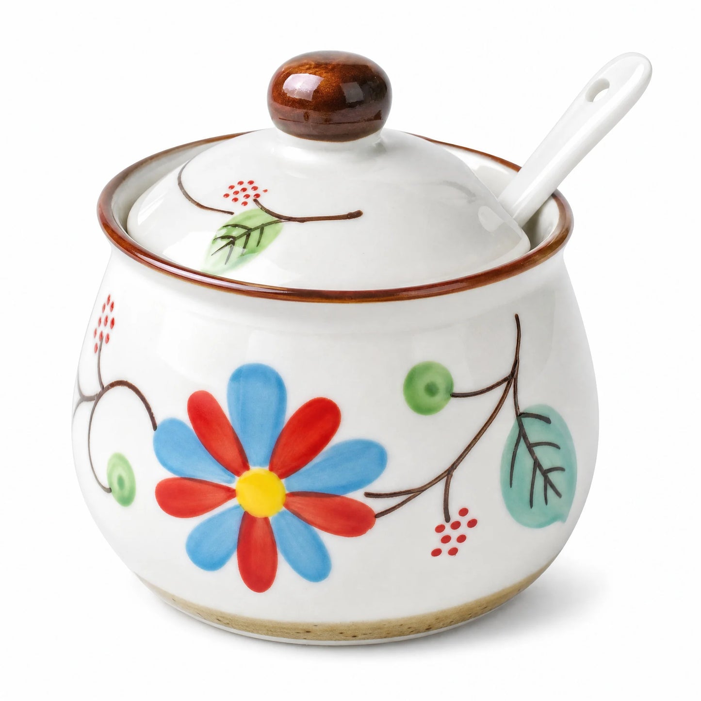 Ceramic Spice Jar Set With Tray Hand Painted Japanese Design