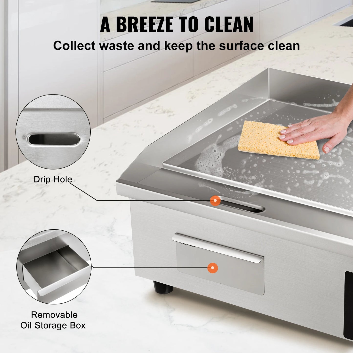 SucceBuy Stainless Steel Electric Grill Teppanyaki Hotplate