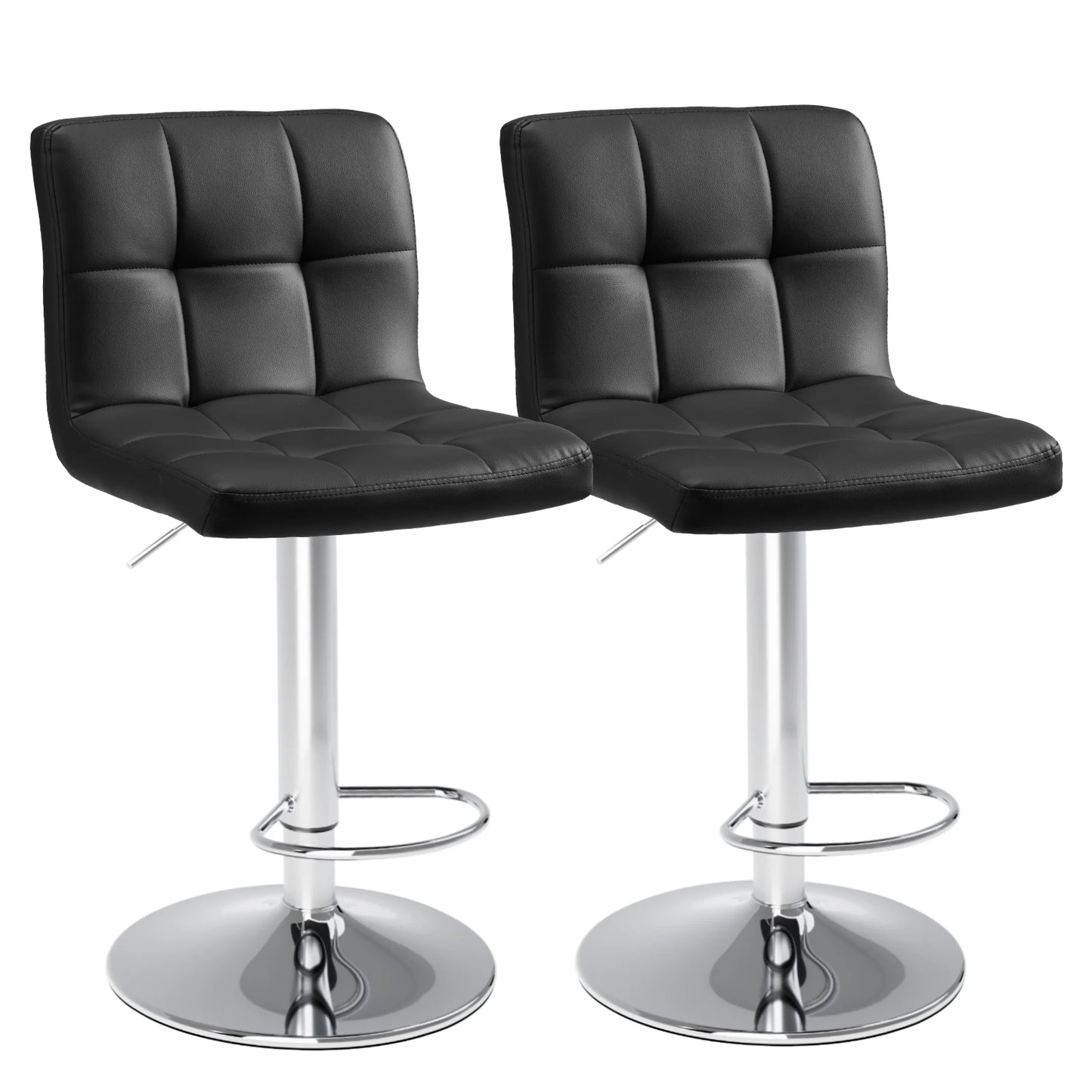 JHK PU Leather Bar Stools Set of 2 Upholstered Counter Height