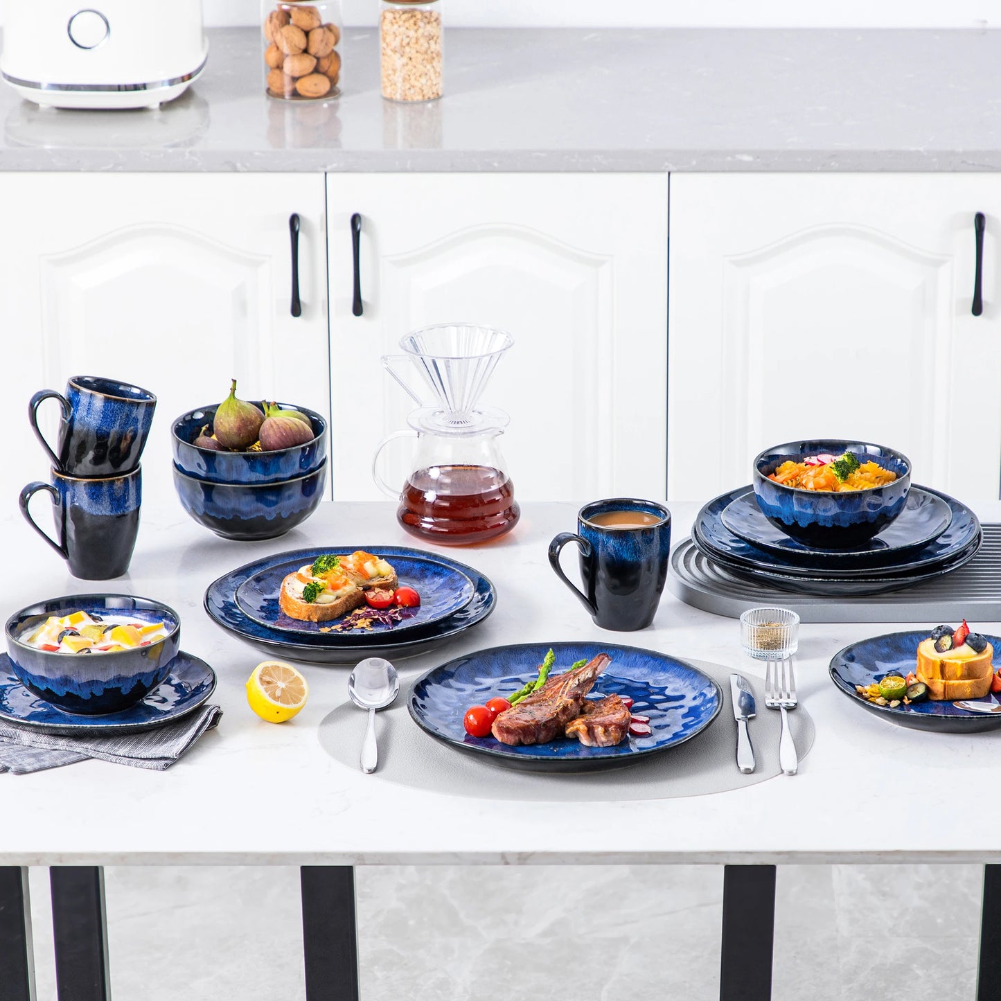 MALACASA Starry Dinnerware Set Microwave And Dishwasher Safe
