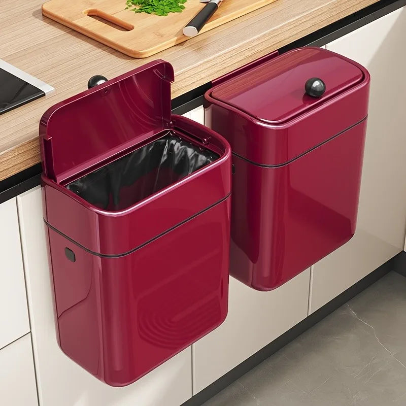 Onenoble Hanging Kitchen Trash Can With One Hand Flip Lid