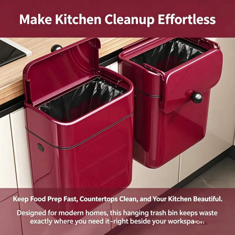 Onenoble Hanging Kitchen Trash Can With One Hand Flip Lid
