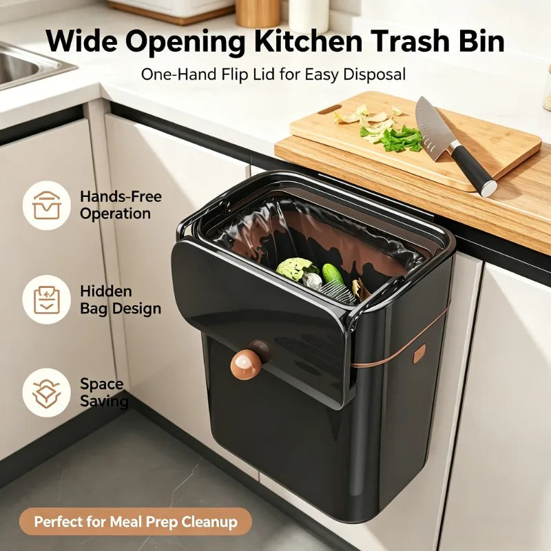Onenoble Hanging Kitchen Trash Can With One Hand Flip Lid