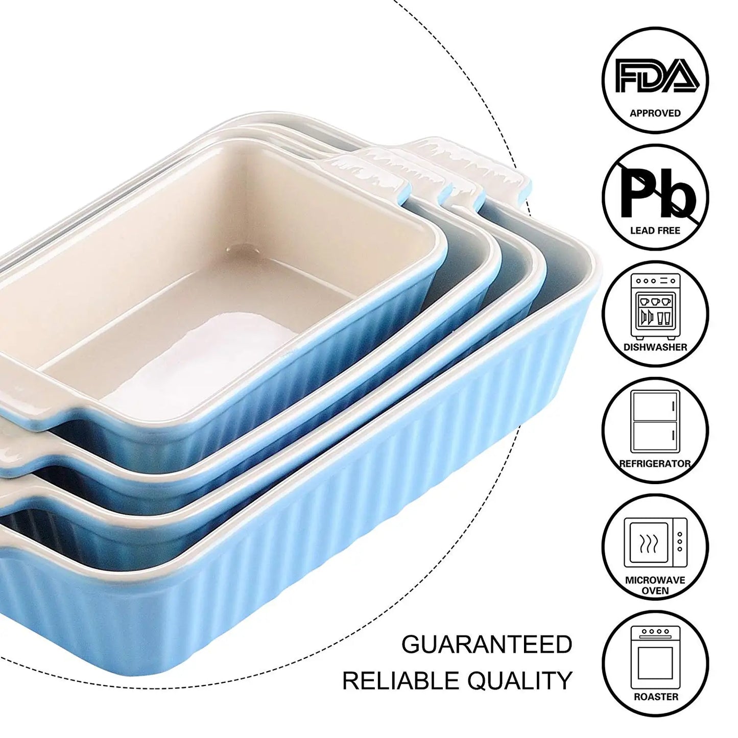 MALACASA 4 Piece Table Baking Dish Set With Ceramic Handles