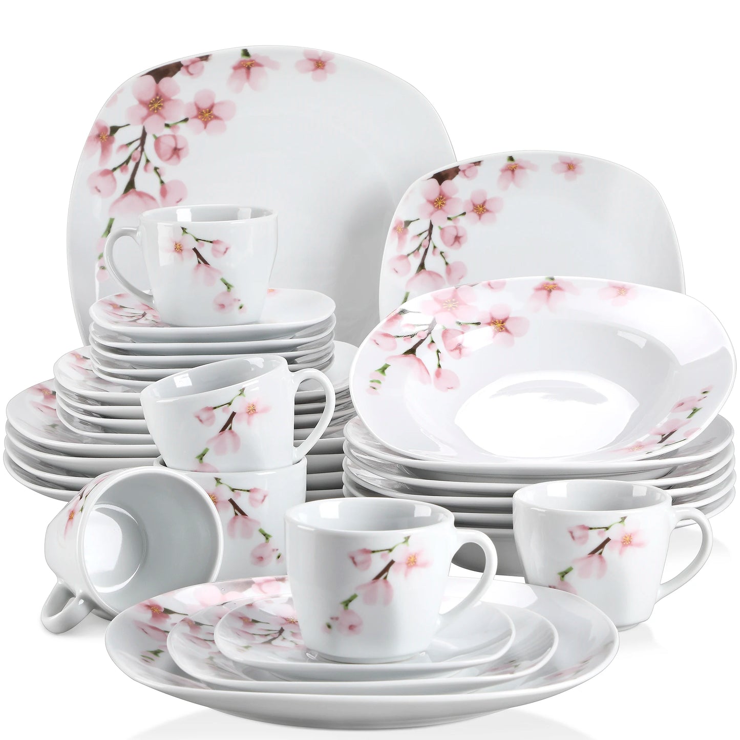 MALACASA Annie 60 Piece Porcelain Dinnerware Set For 12