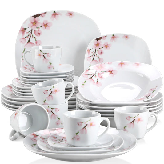MALACASA Annie 60 Piece Porcelain Dinnerware Set For 12