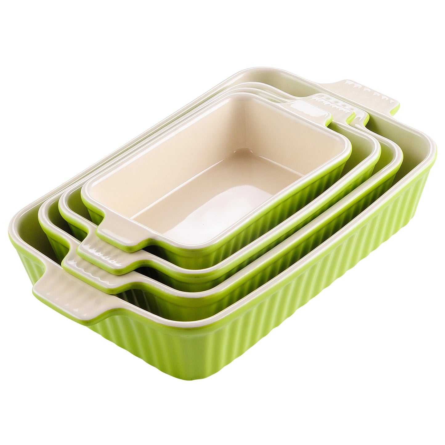 MALACASA 4 Piece Table Baking Dish Set With Ceramic Handles
