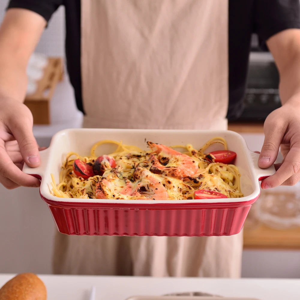 MALACASA 4 Piece Table Baking Dish Set With Ceramic Handles