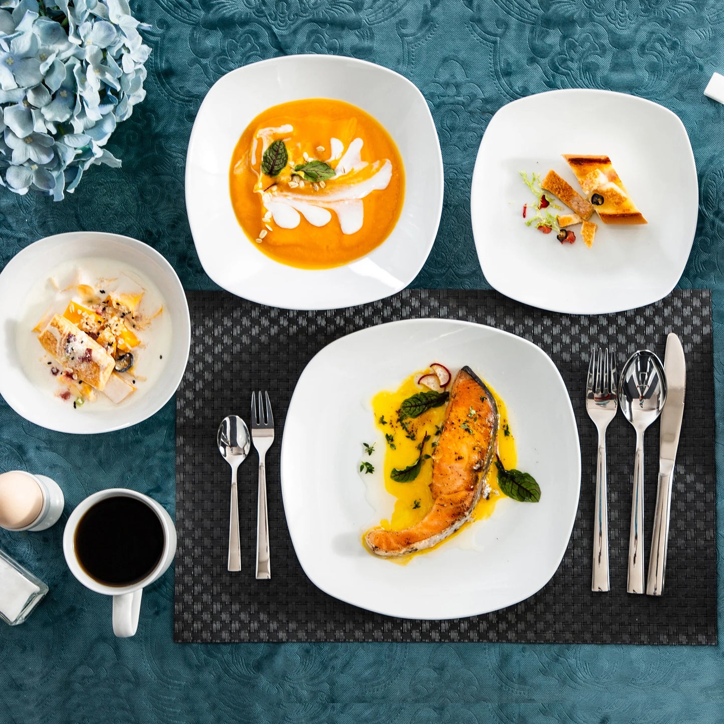 Malacasa 50 Piece Porcelain Dinner Set With Serving Bowls