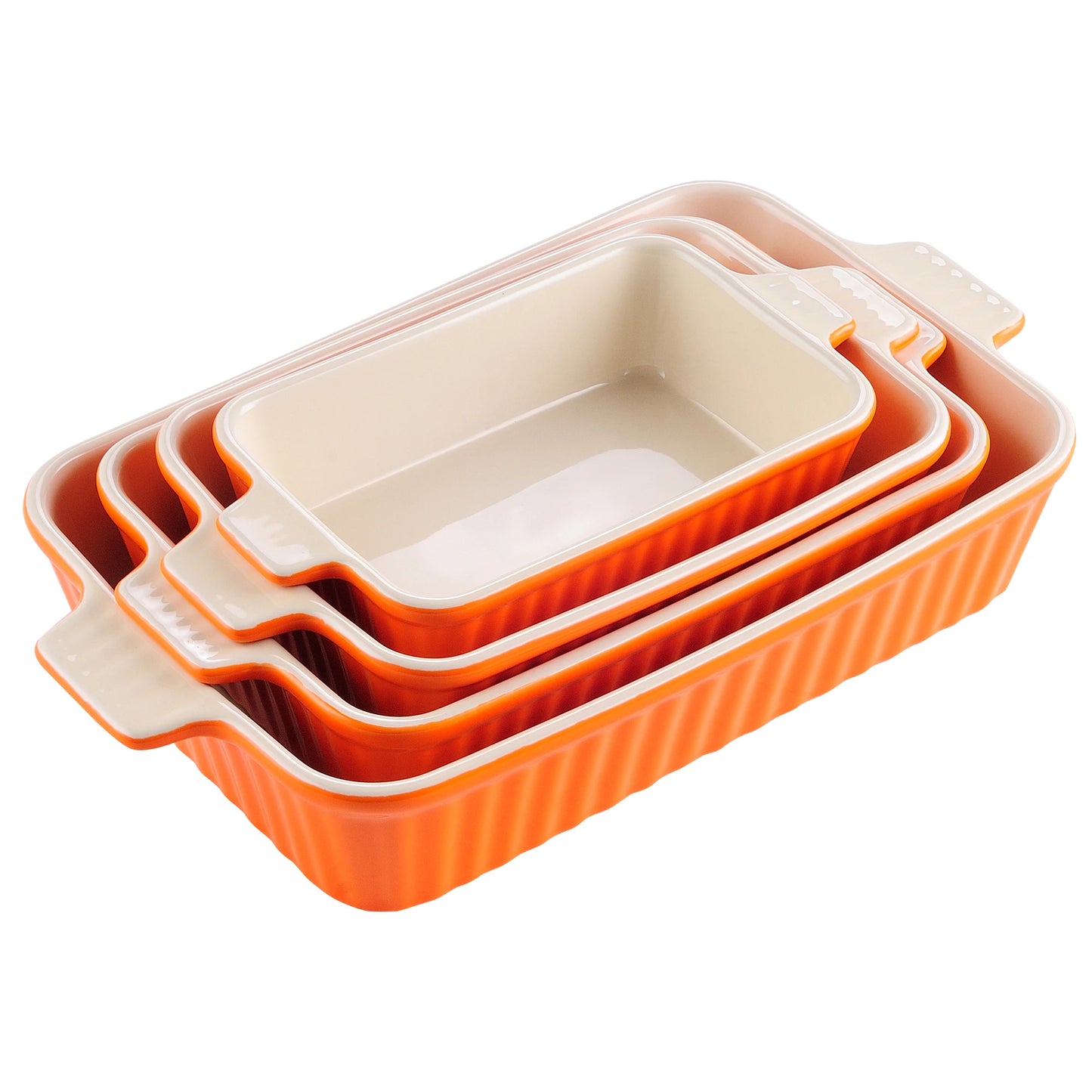 MALACASA 4 Piece Table Baking Dish Set With Ceramic Handles
