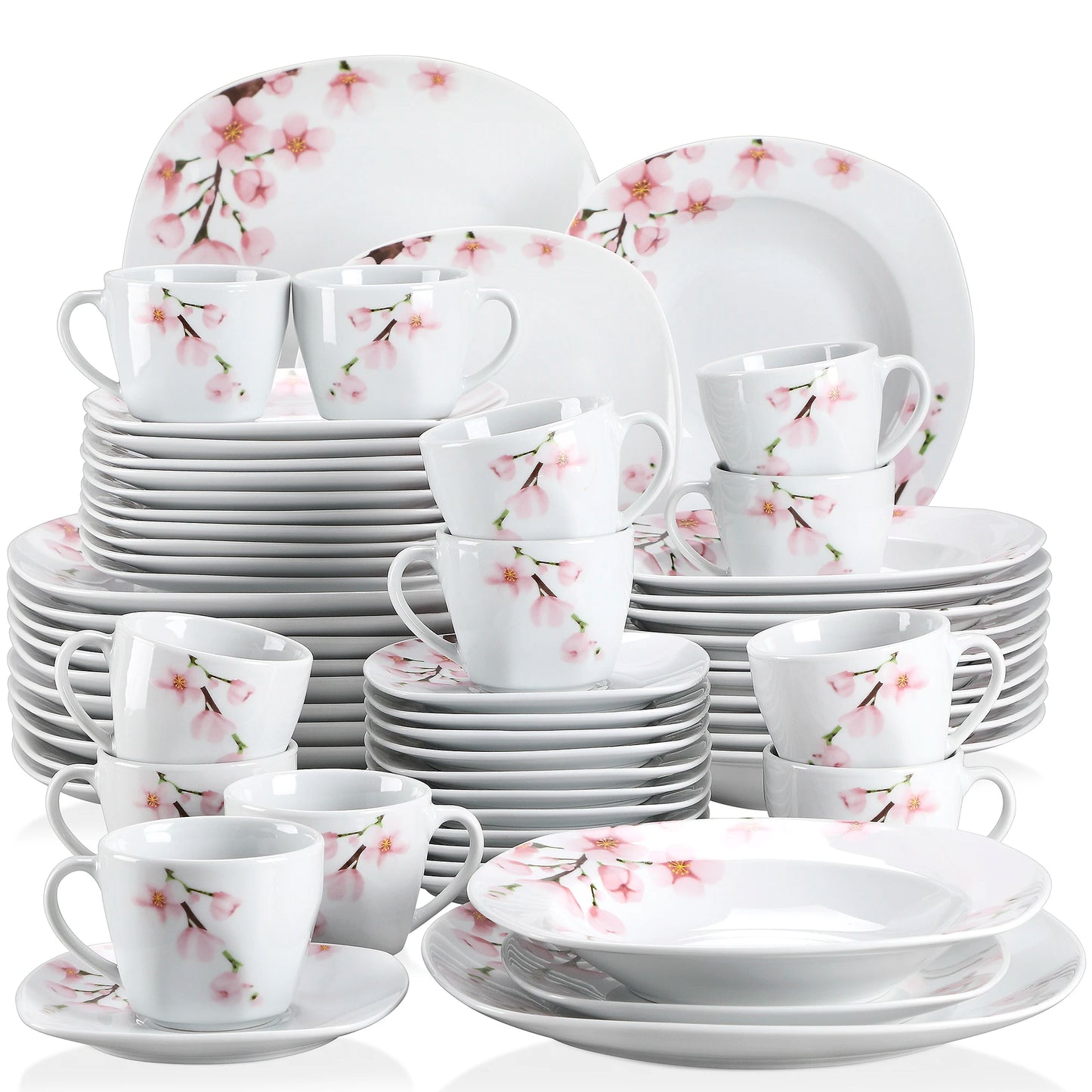 MALACASA Annie 60 Piece Porcelain Dinnerware Set For 12