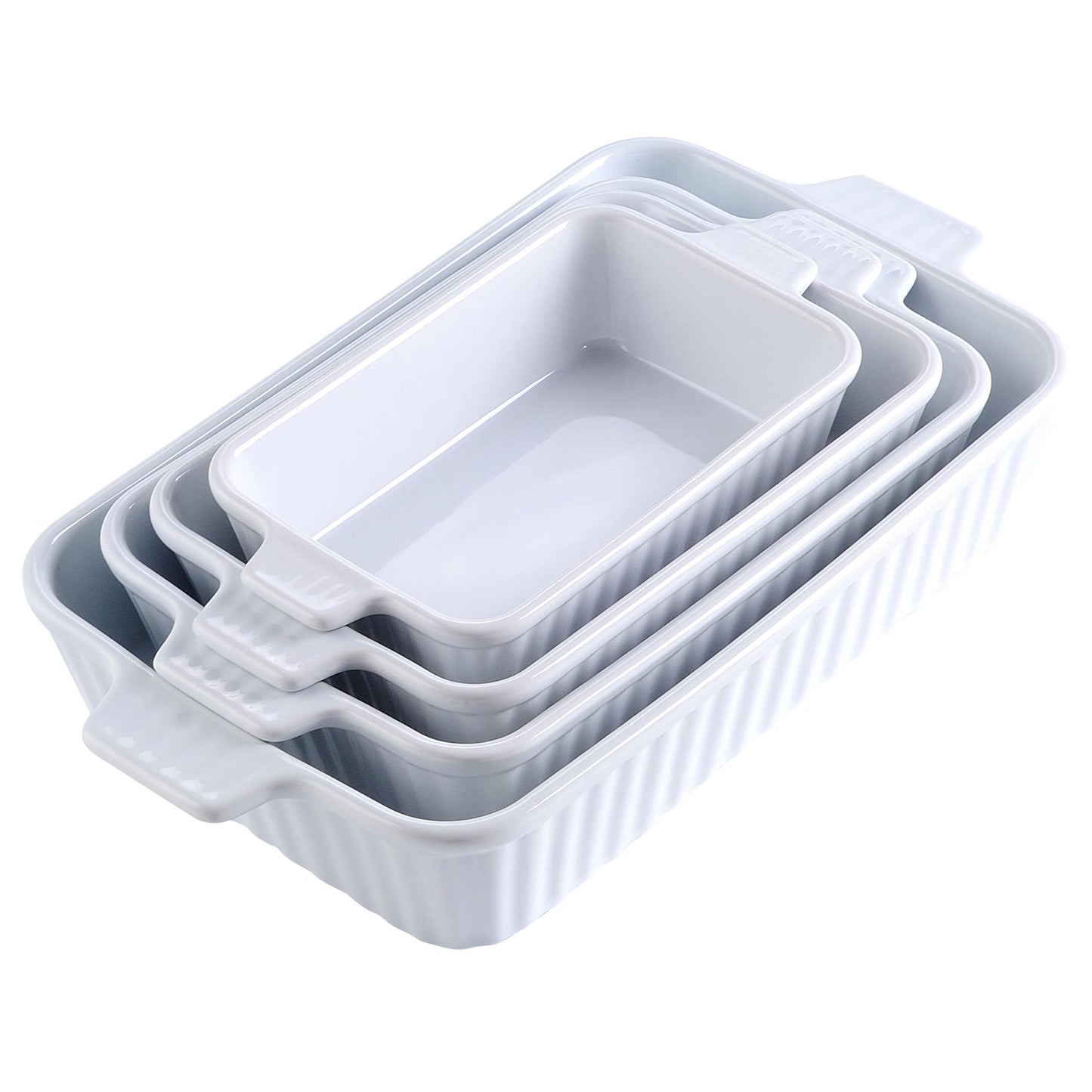 MALACASA 4 Piece Table Baking Dish Set With Ceramic Handles