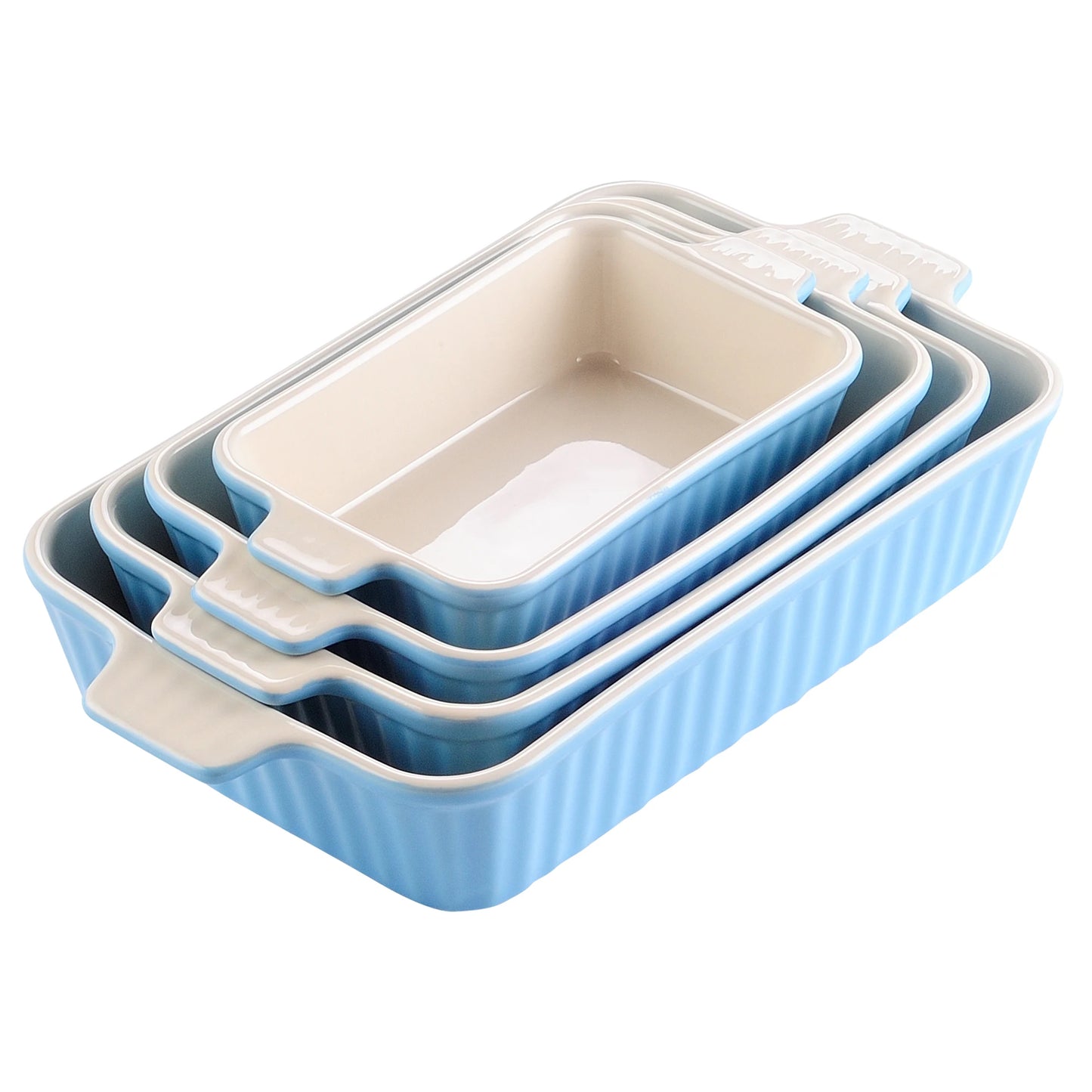 MALACASA 4 Piece Table Baking Dish Set With Ceramic Handles
