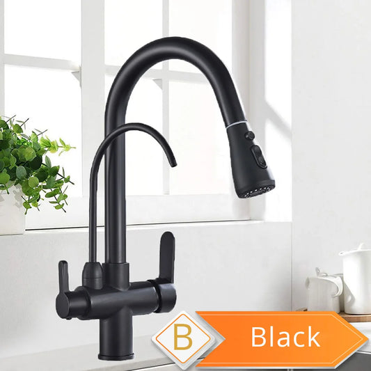 Rozin Three Way Filtered Kitchen Faucet With Pull Out Sprayer