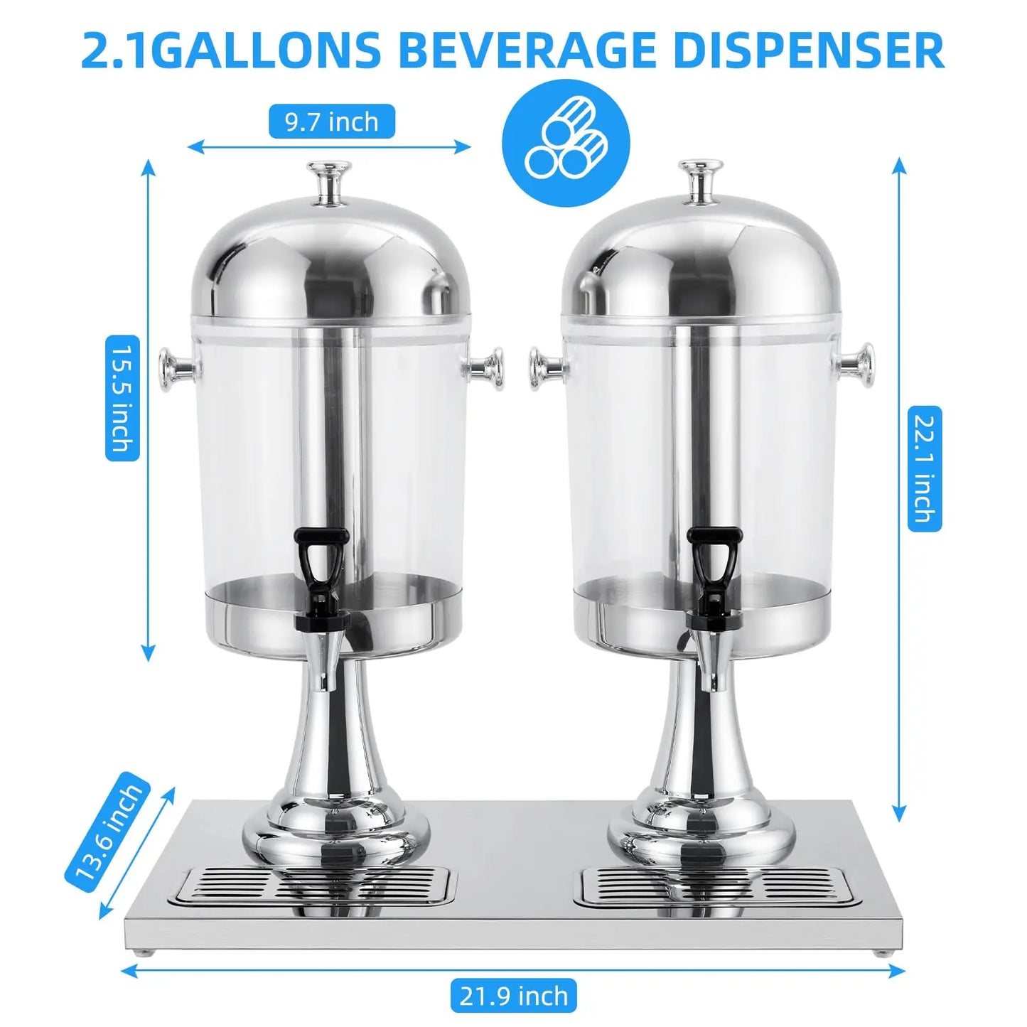 Beverage Dispenser With Ice Core Stand And Stainless Steel Spigot