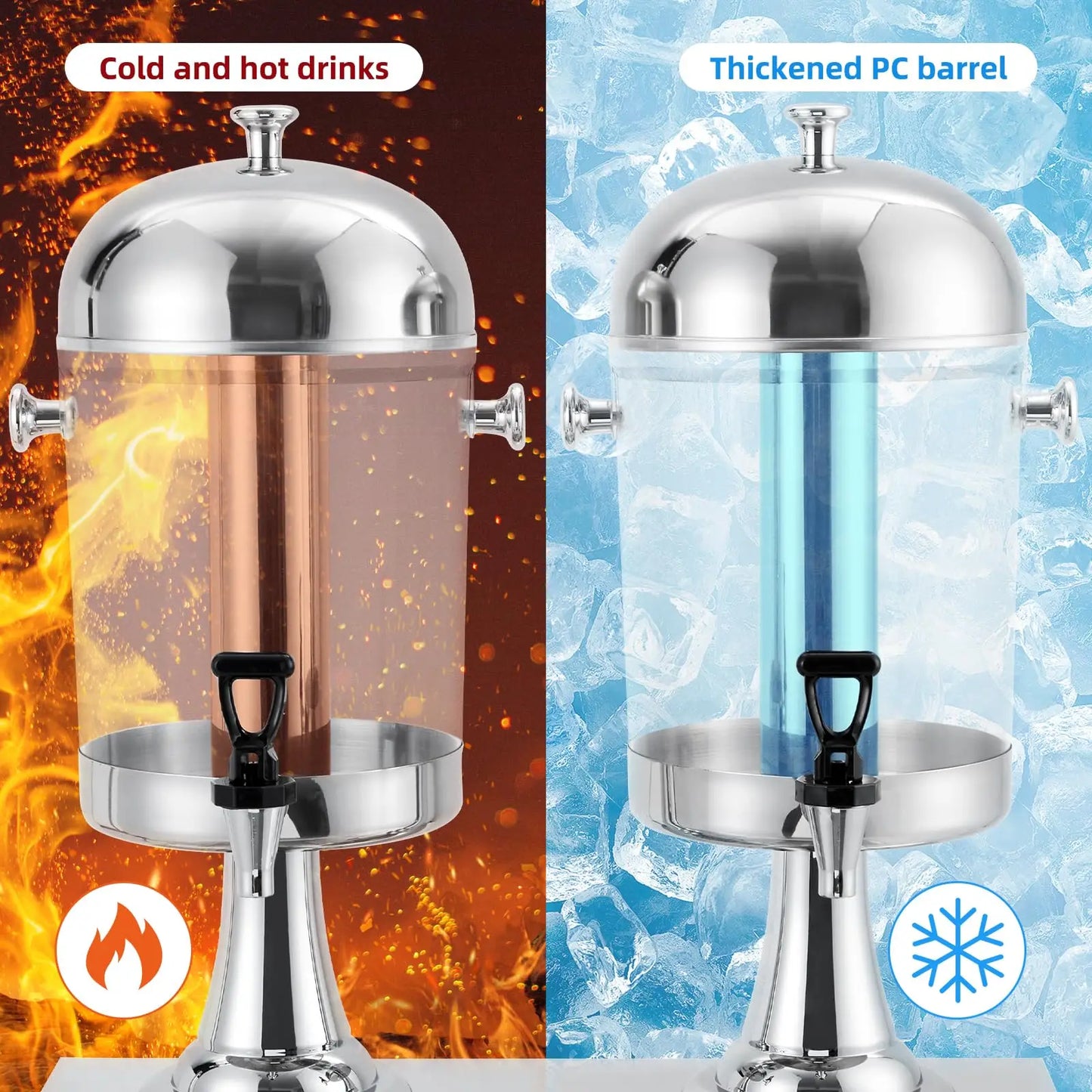 Beverage Dispenser With Ice Core Stand And Stainless Steel Spigot