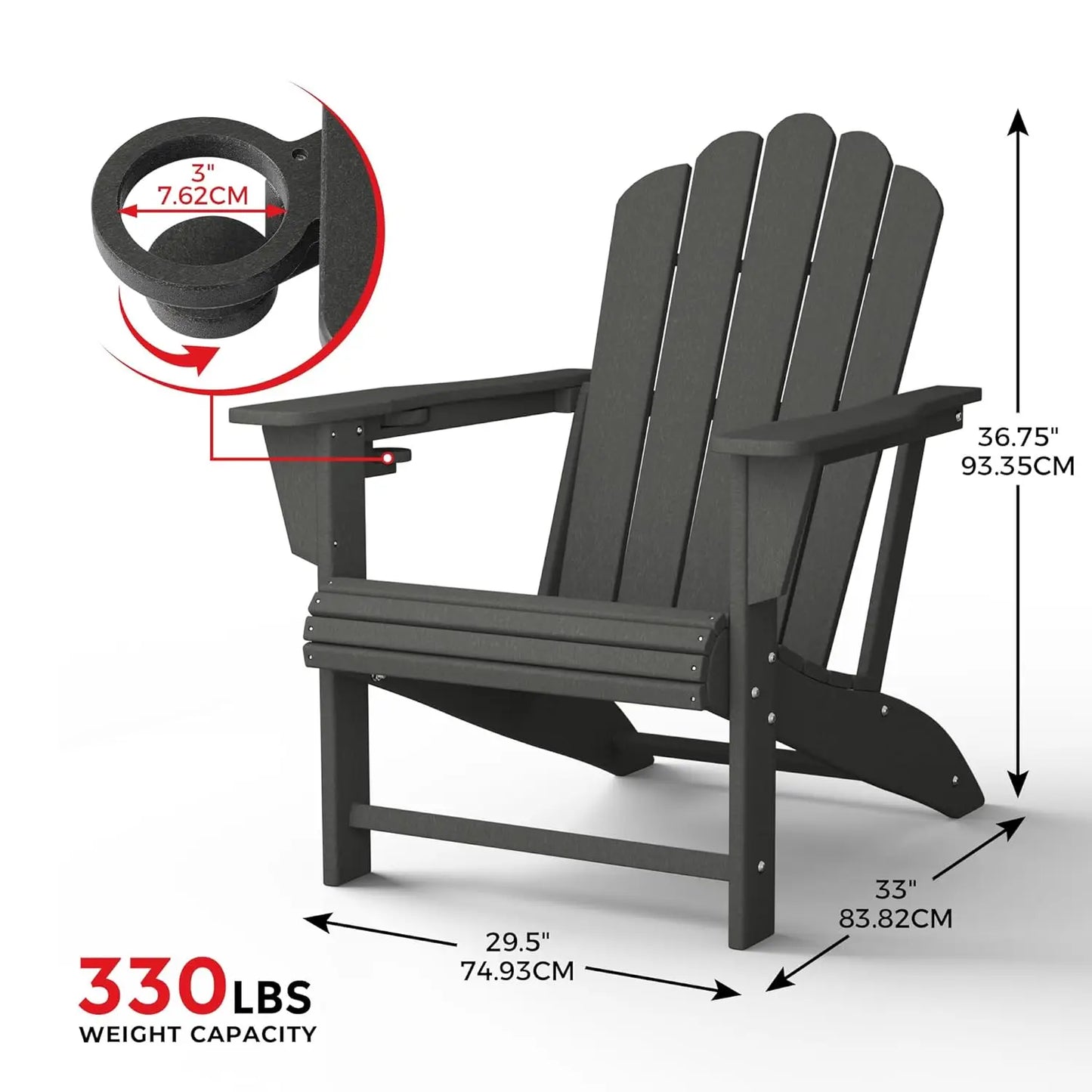 Adirondack Chairs With Cup Holders Outdoor Patio Set Of 4