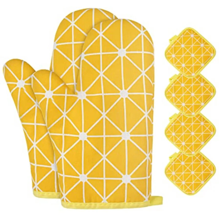 Oven Mitts And Pot Holders Set Six Piece Heat Resistant