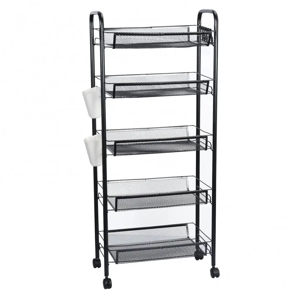 Fruit And Vegetable Storage Basket 5 Tier Stackable Metal Mesh On Wheels