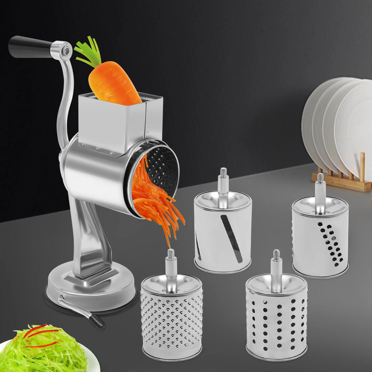 Rotary Grater With Five Blades Stainless Steel Vegetable Shredder