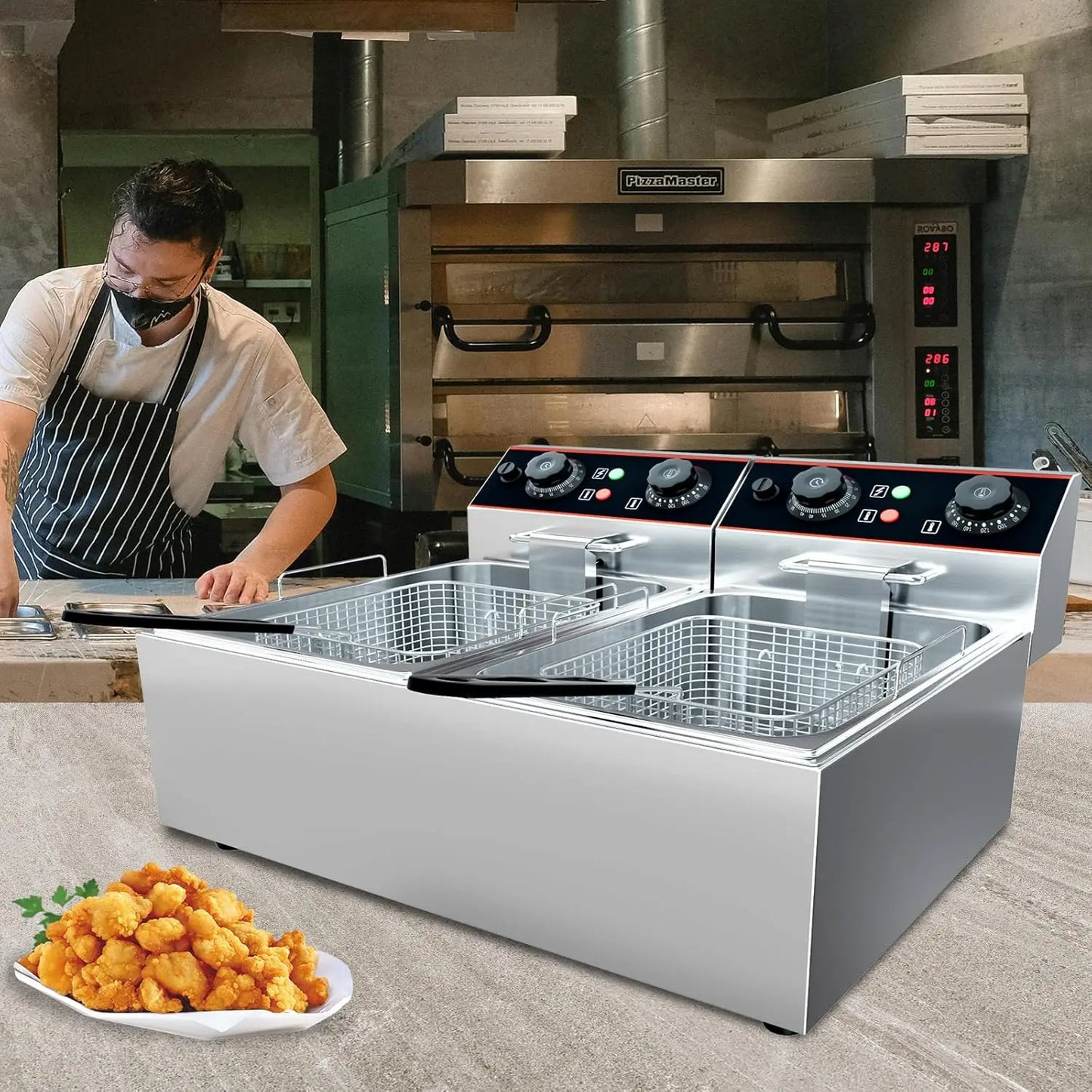 Acekool Commercial Electric Deep Fryer Stainless Steel Baskets Adjustable