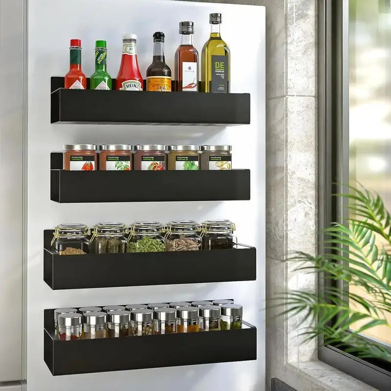 Magnetic Refrigerator Spice Rack Organizer Set 4 Pack