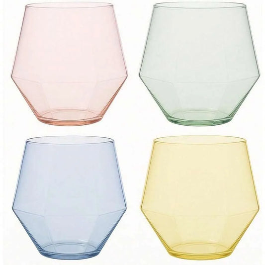 Diamond Unbreakable Stemless Plastic Wine Glasses Disposable 40 Count
