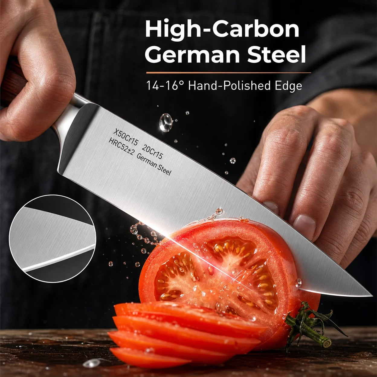 16-Piece Kitchen Knife Set With Sharpener And Wooden Block