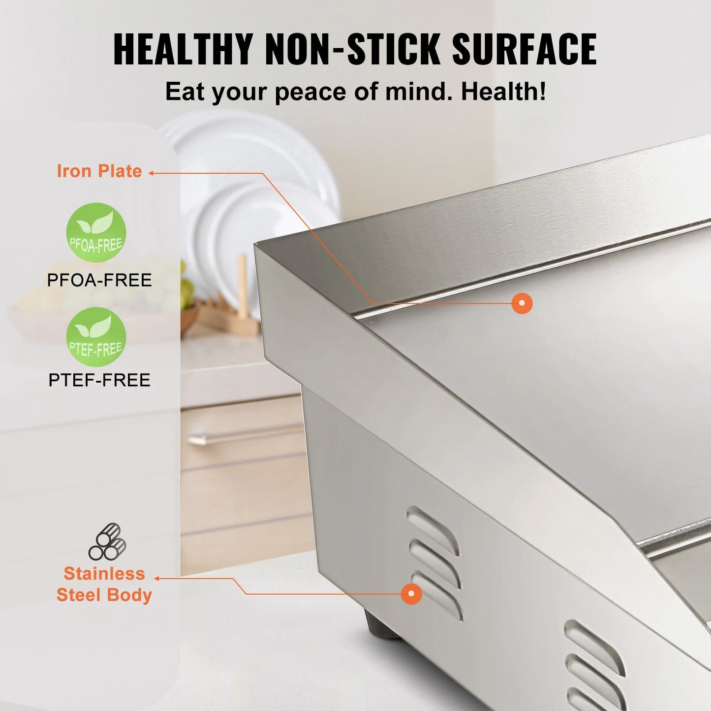 SucceBuy Stainless Steel Electric Grill Teppanyaki Hotplate