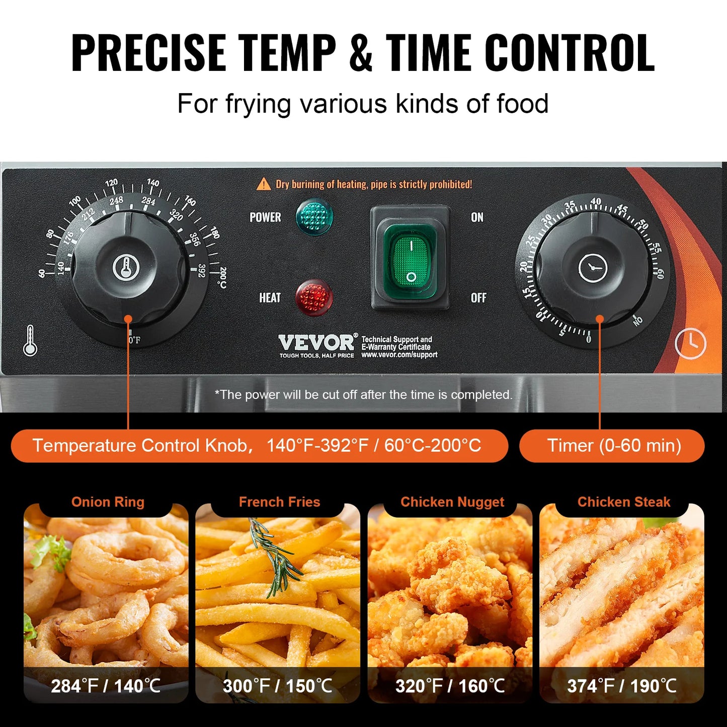 VEVOR Commercial Deep Fryer Countertop Electric With Time Temp Control