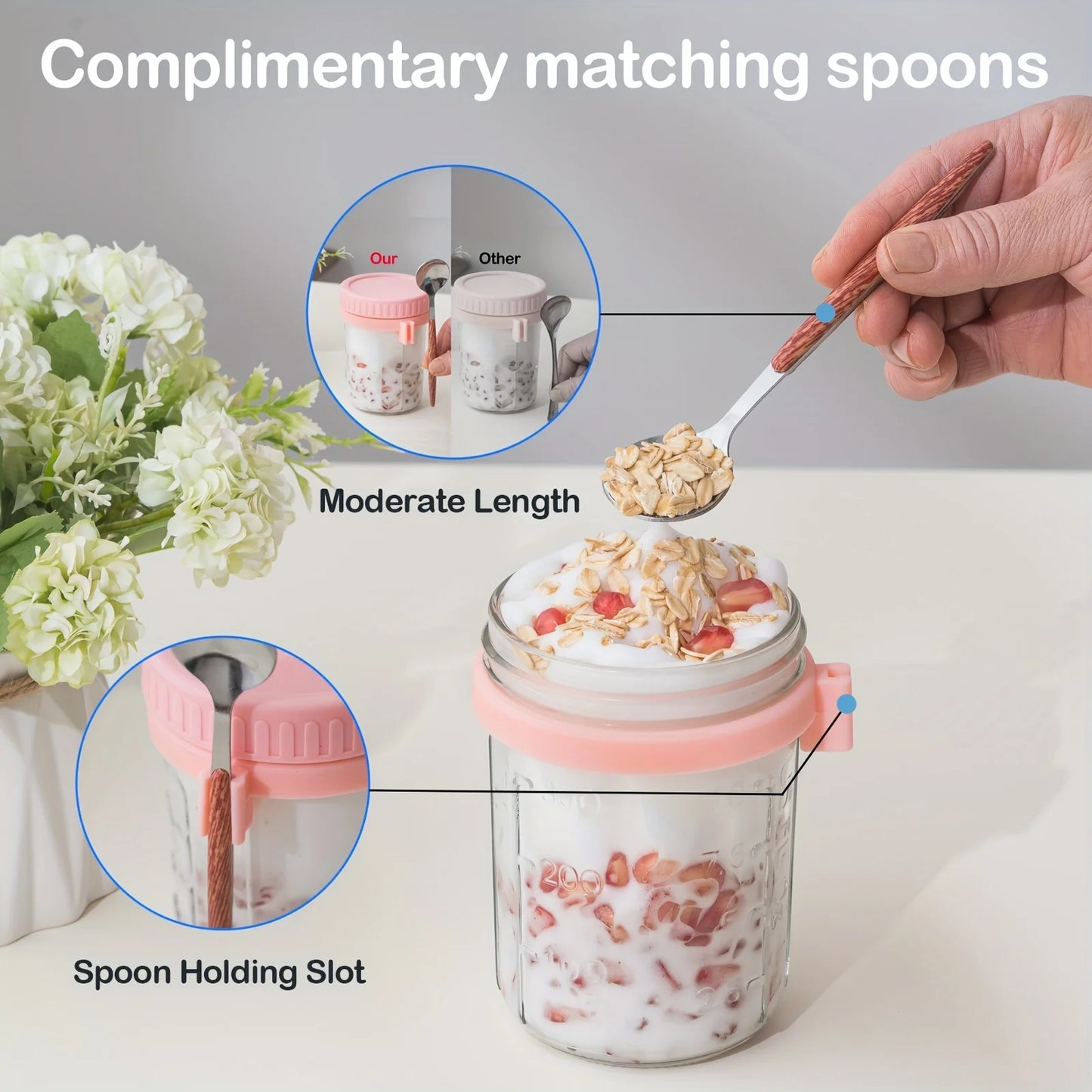 Argon Tableware Overnight Oats Cups Set of Six Glass Containers
