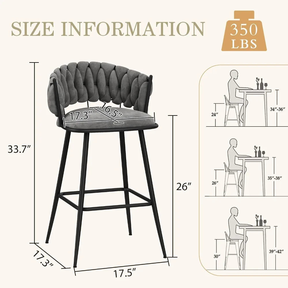 Xiaolang Velvet Bar Stools Set Of 4 Modern Comfort Style