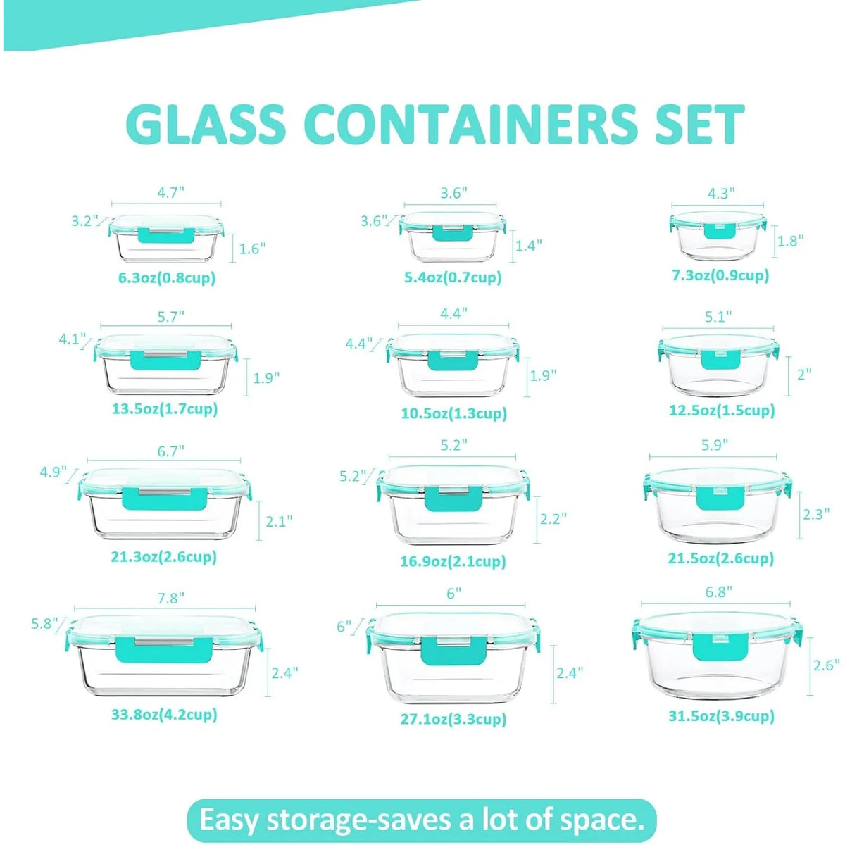 Glass Food Storage Containers Set For Meal Prep BPA Free Airtight