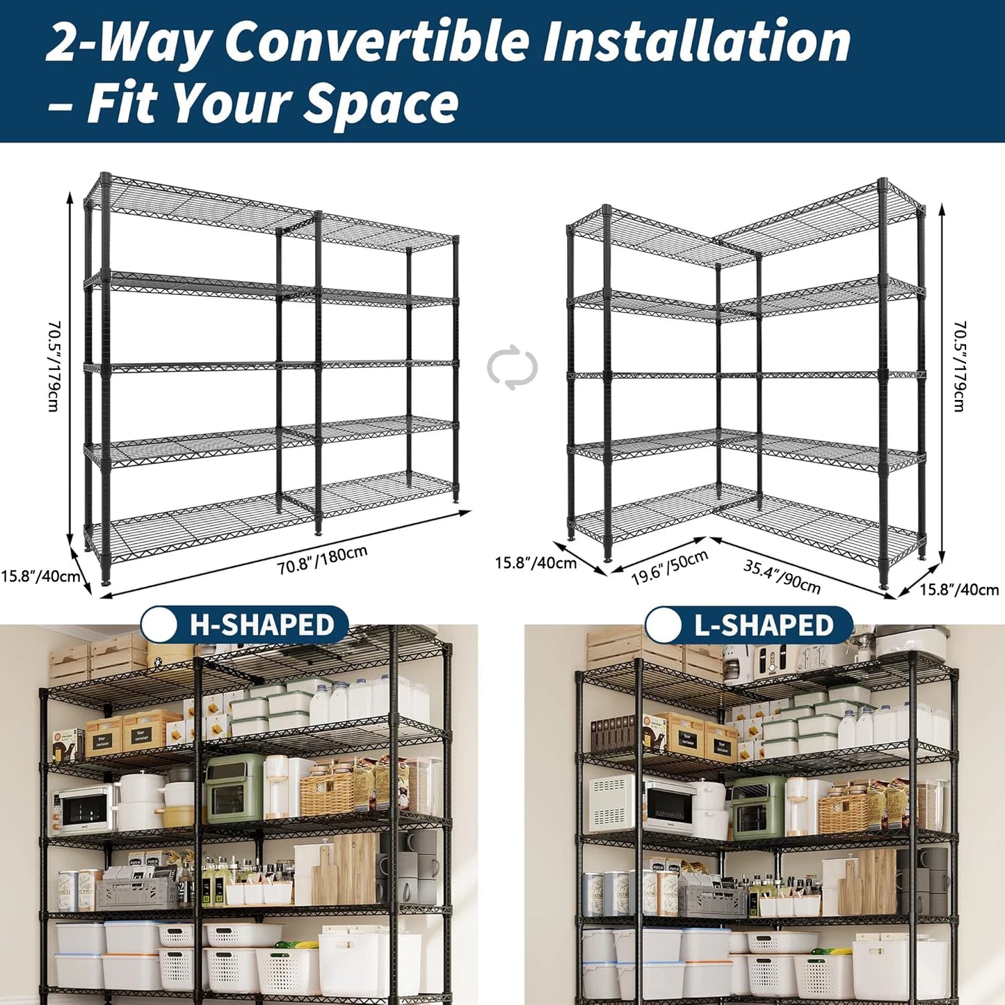 TWISTER.CK Heavy Duty 5-Tier Adjustable Metal Shelving Unit