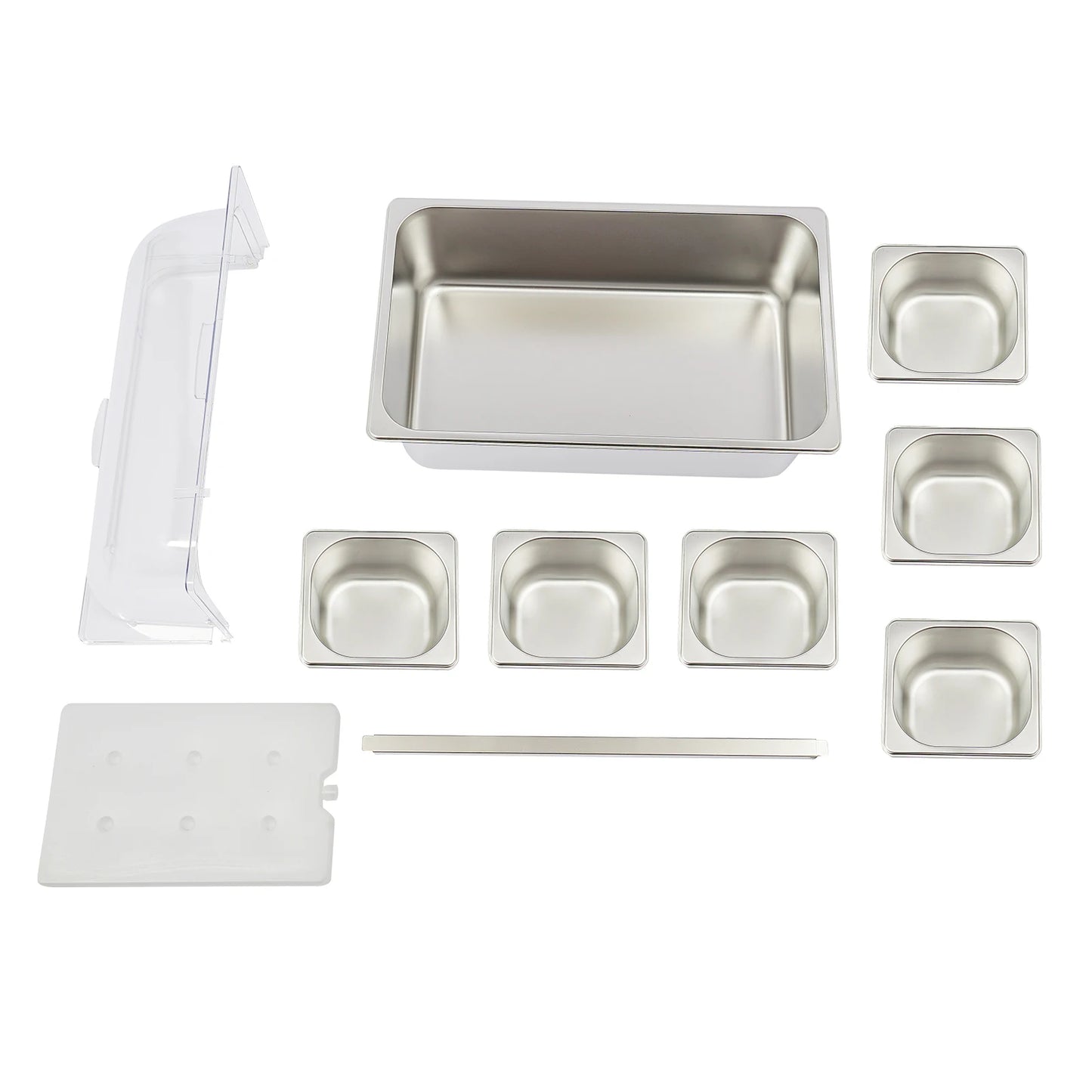 Ice Food Serving Display Tray With 6 Pans Stainless Steel