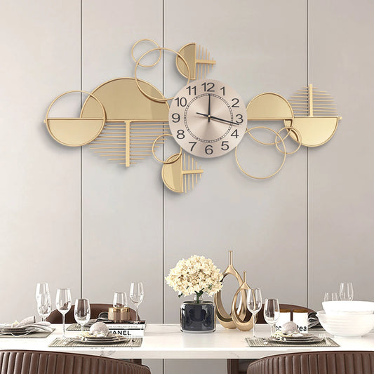 Creative Modern Metal Wall Clock Battery Operated Silent Living Room