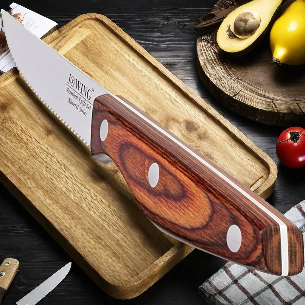 Allwin Houseware Mahogany Handle Serrated Steak Knife
