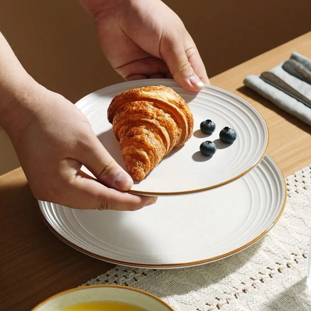 Stoneware Dinnerware Set for Four With Lucky and Joyous Pattern