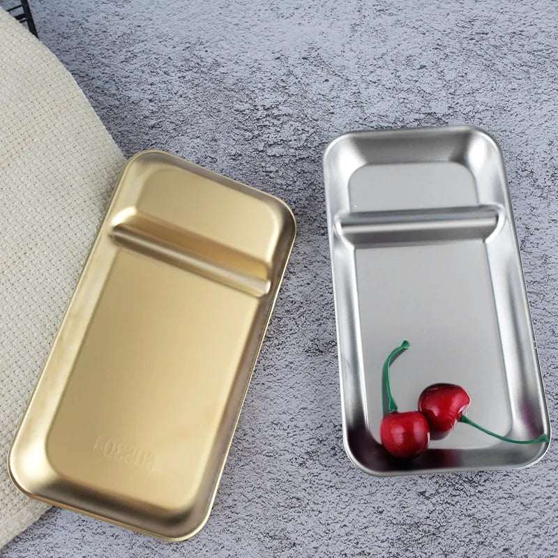 Stainless Steel Rectangular Snack Plate For Kitchen Dining Use