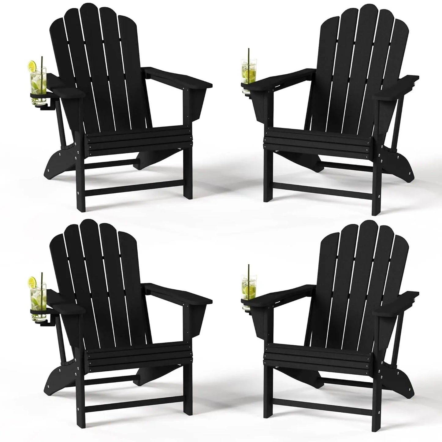 Adirondack Chairs With Cup Holders Outdoor Patio Set Of 4
