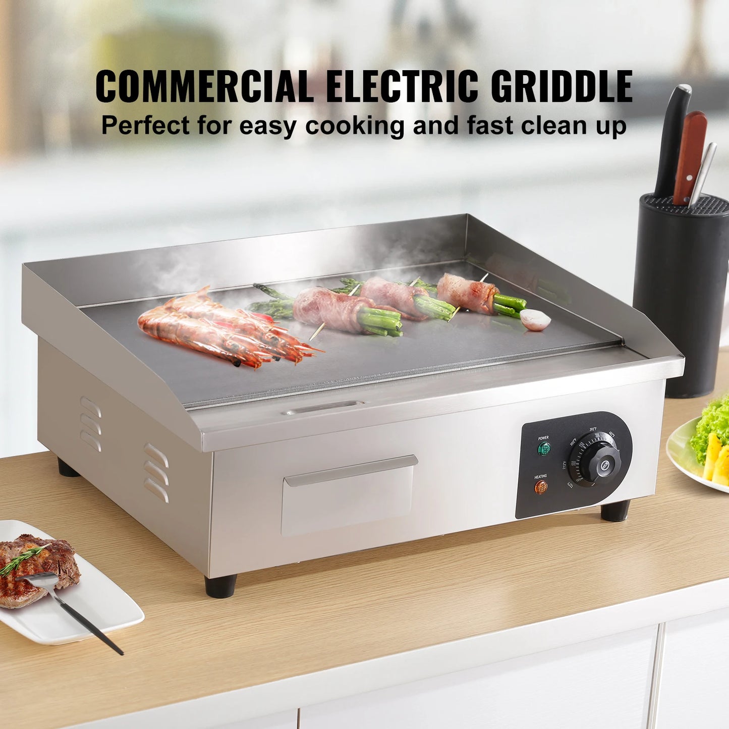 SucceBuy Stainless Steel Electric Grill Teppanyaki Hotplate