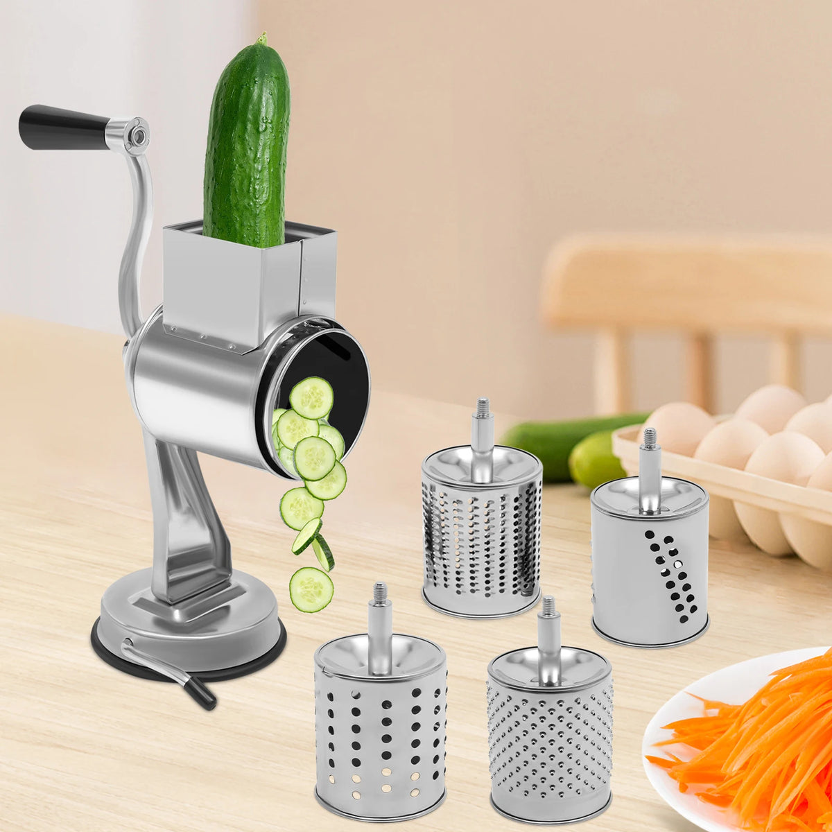 Rotary Grater With Five Blades Stainless Steel Vegetable Shredder