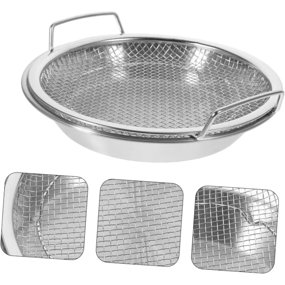 Stainless Steel Frying Rack With Tray Foldable Mesh Basket For Oil Draining