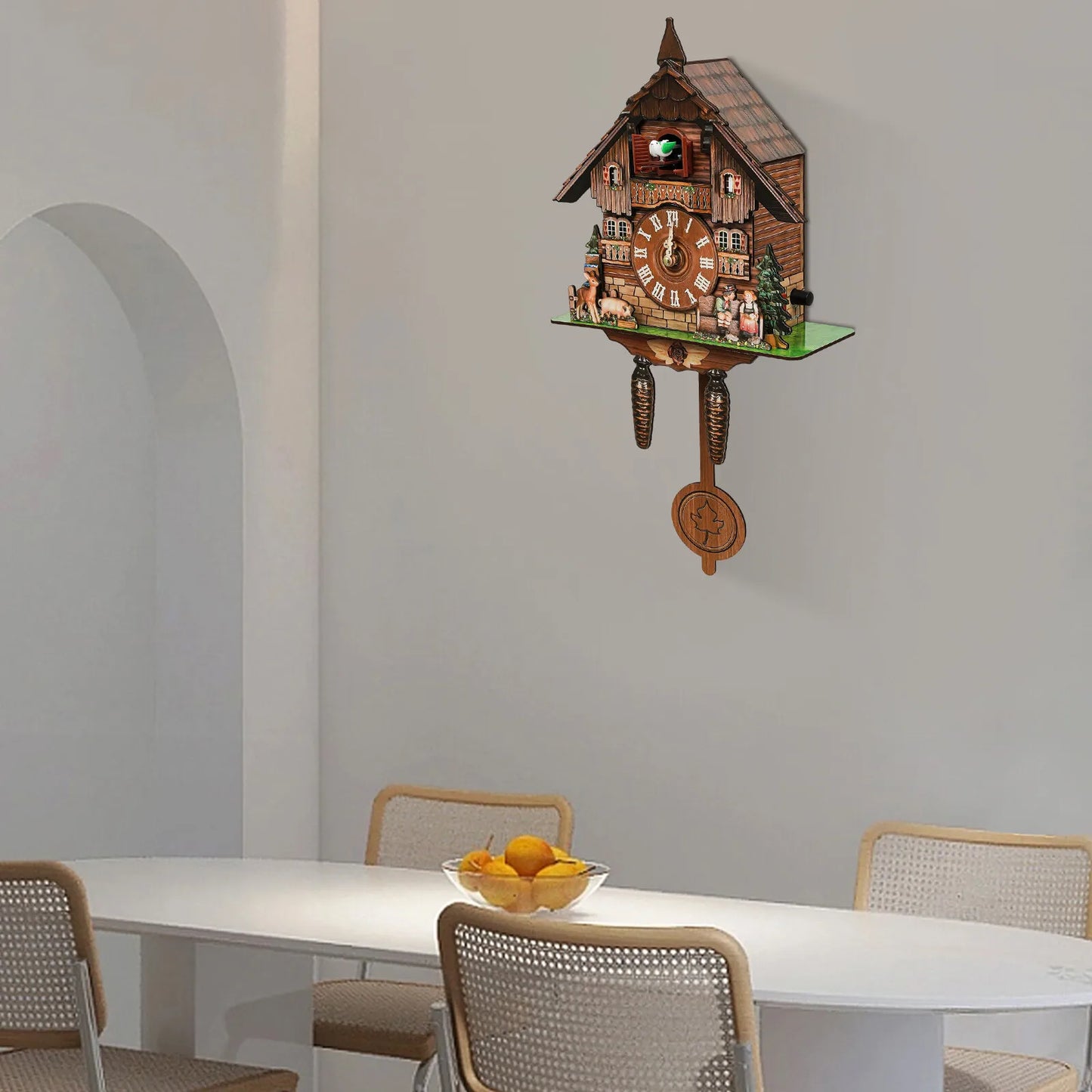 Cuckoo Wall Clock Chalet Forest House Pendulum Quartz
